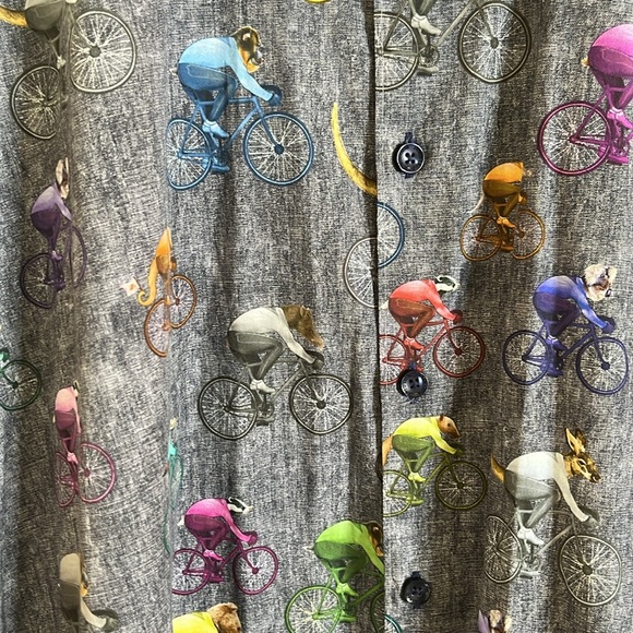 Jared Lang Animal Bicycle Button Shirt Men Size 3XLT Gray Racer Rider Biker Bike - Picture 5 of 11